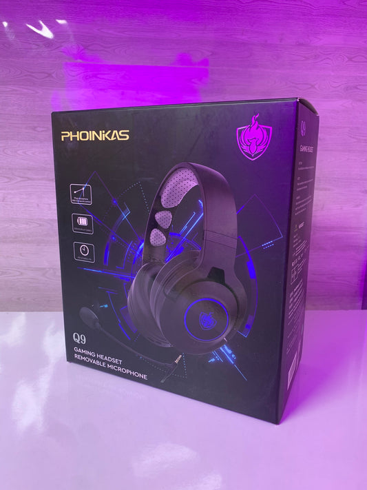 Casque Gamer PC Filaire PHOINIKAS Q9 avec Micro Détachable, 7.1 Surround, Noir